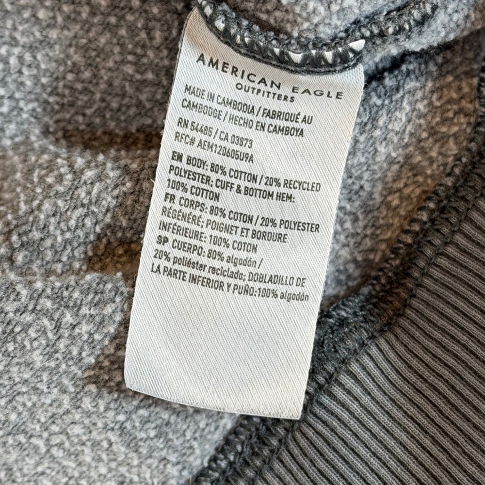 American Eagle Faded Charcoal Grey Crewneck Sweatshirt Medium Relaxed Pullover - Picture 6 of 8